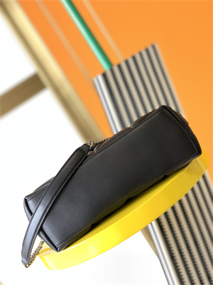 Y.S.L PUFFER SMALL  In Nappa Lambskin Silver Tone Metal Black Color