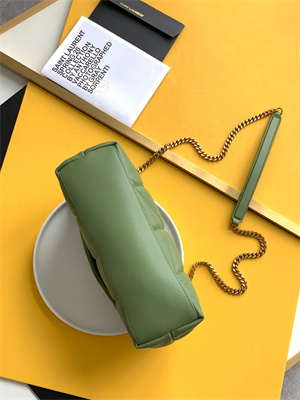 Y.S.L PUFFER SMALL  In Nappa Lambskin Gold Tone Metal Avocado Green Color