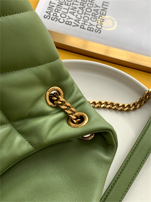 Y.S.L PUFFER SMALL  In Nappa Lambskin Gold Tone Metal Avocado Green Color