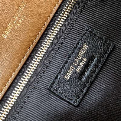 Y.S.L PUFFER SMALL In Nappa Lambskin Gold Tone Metal Caramel Color