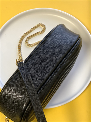 Y.S.L MINI LOU In Black Quilted Grain De Poudre Embossed Leather  Gold Tone Metal