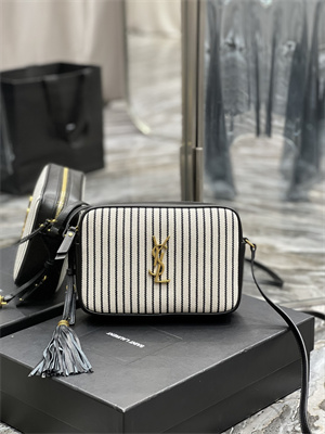 Y.S.L LOU CAMERA BAG In Striped Canvas and Leather Gold Tone Metal