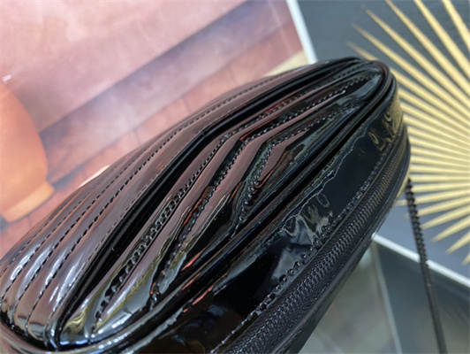 Y.S.L MINI LOU In Blue Quilted Patent Leather Black Tone Metal