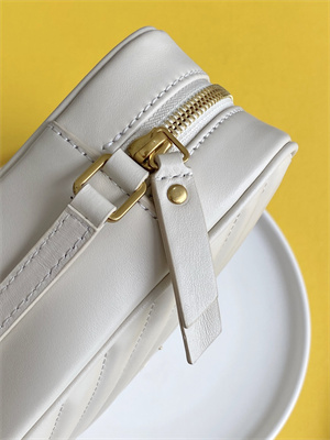 Y.S.L LOU CAMERA BAG In White Quilted Leather Gold Tone Metal