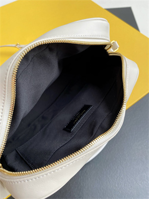 Y.S.L LOU CAMERA BAG In White Quilted Leather Gold Tone Metal