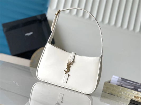 Y.S.L LE 5 A 7 HOBO BAG In White Smooth Leather