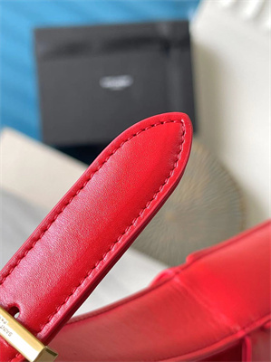 Y.S.L LE 5 A 7 HOBO BAG In Red Smooth Leather