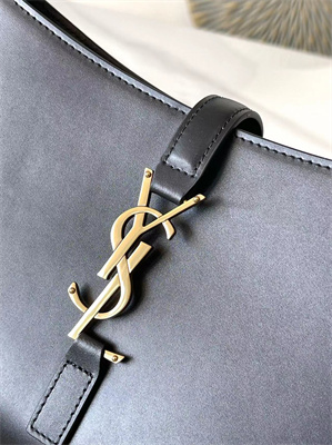 Y.S.L LE 5 A 7 HOBO BAG In Black Smooth Leather