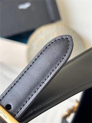 Y.S.L LE 5 A 7 HOBO BAG In Black Smooth Leather