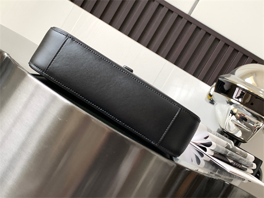 Y.S.L LE 5 A 7 HOBO BAG In Black Smooth Leather Guncolor Tone Metal