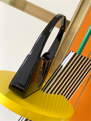 Y.S.L LE 5 A 7 HOBO BAG In Black Patent Leather