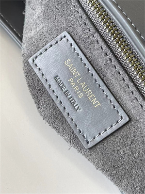 Y.S.L LE 5 A 7 HOBO BAG In Grey Smooth Leather