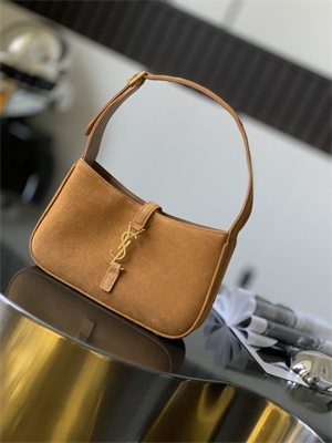 Y.S.L LE 5 A 7 HOBO BAG In Brown Suede Leather
