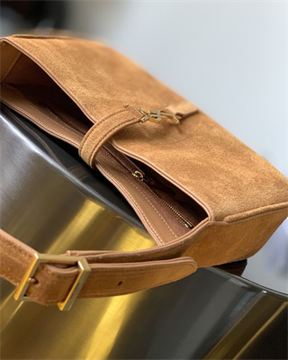 Y.S.L LE 5 A 7 HOBO BAG In Brown Suede Leather