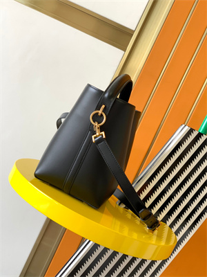 Y.S.L LE 37 SMALL In Black Shinny Leather Bucket Bag