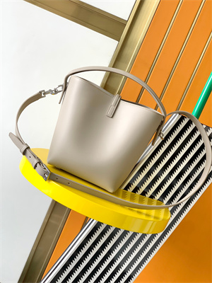 Y.S.L LE 37 SMALL In Lt Beige Shinny Leather Bucket Bag