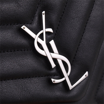 Y.S.L LOULOU MEDIUM In Black Quilted Calfskin Leather Silver Tone Metal