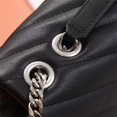 Y.S.L LOULOU MEDIUM In Black Quilted Calfskin Leather Silver Tone Metal