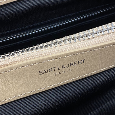 Y.S.L LOULOU MEDIUM In Beige Quilted Calfskin Leather Silver Tone Metal