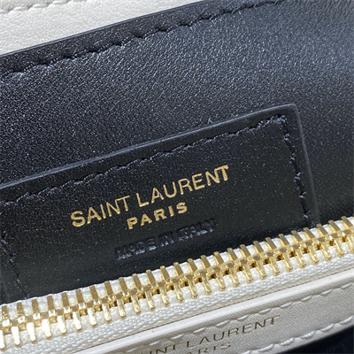 Y.S.L LOULOU SMALL In White Quilted Calfskin Leather Gold Tone Metal