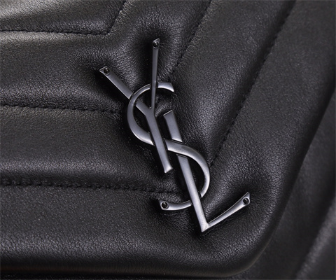 Y.S.L LOULOU SMALL In Black Quilted Calfskin Leather Black Tone Metal