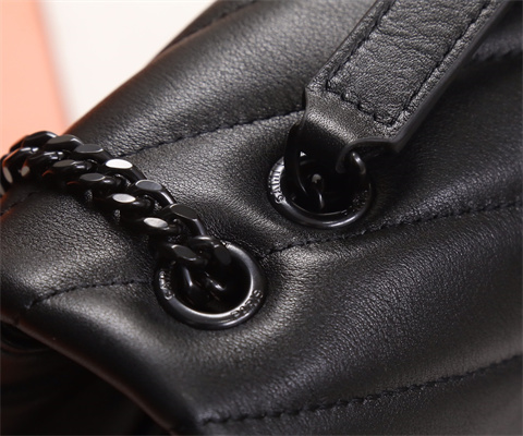 Y.S.L LOULOU SMALL In Black Quilted Calfskin Leather Black Tone Metal