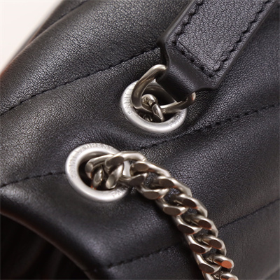 Y.S.L LOULOU SMALL In Black Quilted Calfskin Leather Silver Tone Metal