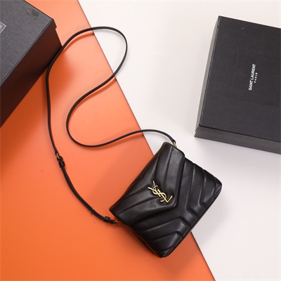 Y.S.L TOY LOULOU In Black Quilted Calfskin Leather Gold Tone Metal