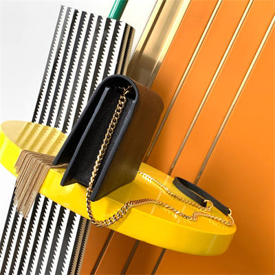 Y.S.L KATE SMALL TASSEL IN GRAIN DE POUDRE EMBOSSED Leather Gold Tone Metal Black Color