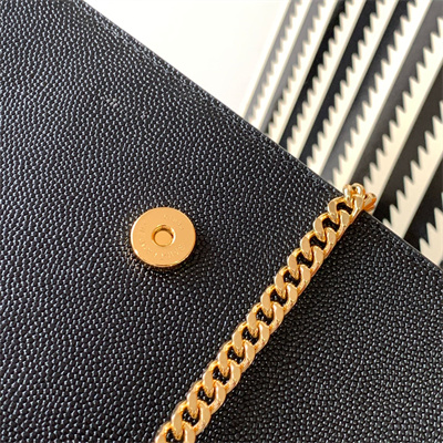 Y.S.L KATE SMALL TASSEL IN GRAIN DE POUDRE EMBOSSED Leather Gold Tone Metal Black Color