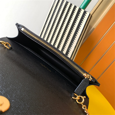 Y.S.L KATE SMALL TASSEL IN GRAIN DE POUDRE EMBOSSED Leather Gold Tone Metal Black Color