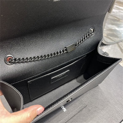 Y.S.L KATE MEDIUM IN GRAIN DE POUDRE EMBOSSED Leather Black Tone Metal Black Color