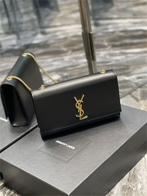 Y.S.L KATE MEDIUM IN SMOOTH Leather Gold Tone Metal Black Color