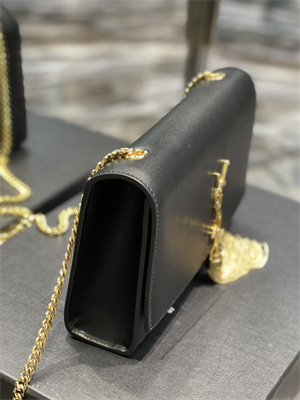 Y.S.L KATE MEDIUM TASSEL IN SMOOTH LEATHER Gold Tone Metal Black Color