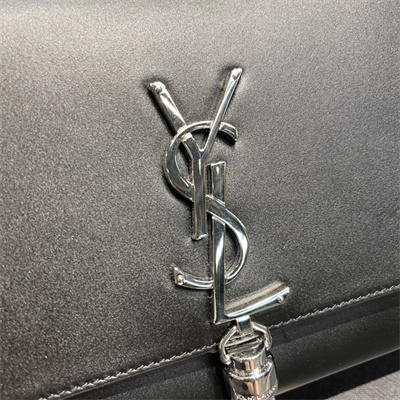 Y.S.L KATE MEDIUM TASSEL IN SMOOTH LEATHER Silver Tone Metal Black Color