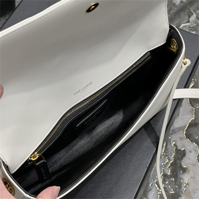 Y.S.L KATE 99 IN QUILTED NAPPA LAMBSKIN LEATHER White Color Gold Tone Metal