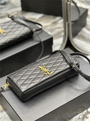 Y.S.L KATE 99 IN QUILTED NAPPA LAMBSKIN LEATHER Black Color Gold Tone Metal