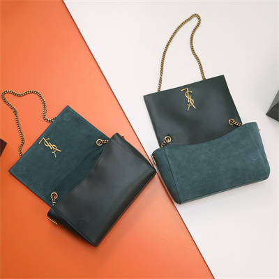 Y.S.L REVERSIBLE KATE MEDIUM Gold Tone Metal Dk Blue Color