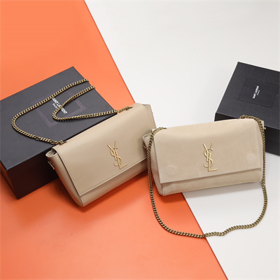 Y.S.L REVERSIBLE KATE MEDIUM Gold Tone Metal Lt Beige Color