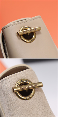 Y.S.L REVERSIBLE KATE MEDIUM Gold Tone Metal Lt Beige Color