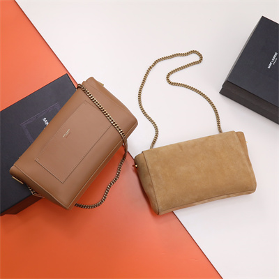 Y.S.L REVERSIBLE KATE MEDIUM Gold Tone Metal Brown Color