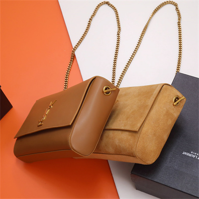 Y.S.L REVERSIBLE KATE MEDIUM Gold Tone Metal Brown Color