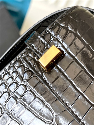 Y.S.L MANHATTAN MINI Crossbody Bag In Shinny Crocodile Embossed Leather Black Color