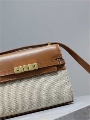Y.S.L MANHATTAN MINI Crossbody Bag In Cotton Canvas and Shinny Leather