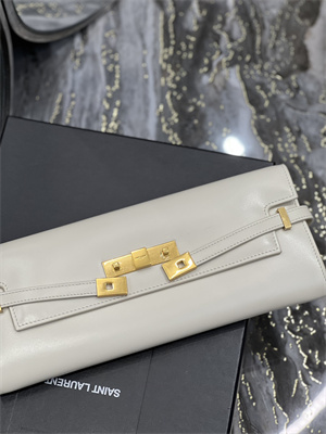 Y.S.L MANHATTAN CLUTCH IN BOX SAINT LAUREN Leather White Color