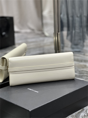 Y.S.L MANHATTAN CLUTCH IN BOX SAINT LAUREN Leather White Color
