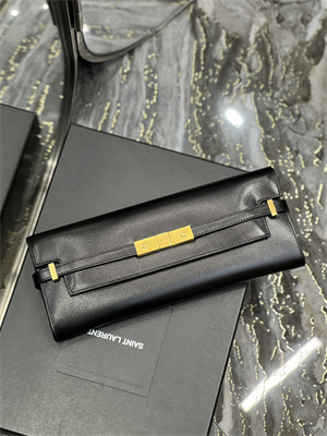 Y.S.L MANHATTAN CLUTCH IN BOX SAINT LAUREN Leather Black Color