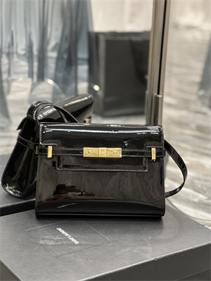 Y.S.L MANHATTAN SMALL Shoulder Bag In Black Patent Leather