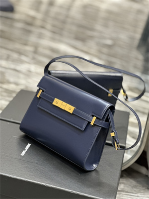 y.s.l manhattan small shoulder bag in box Sa**t Lau*nt navy color