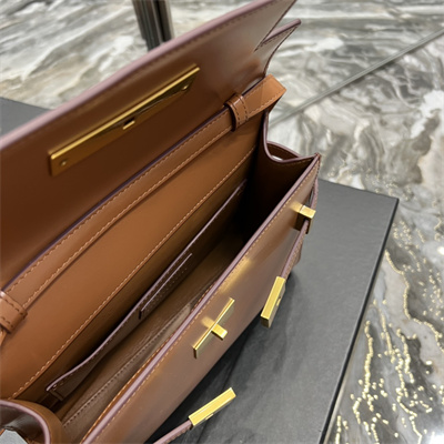 y.s.l manhattan small shoulder bag in box Sa**t Lau*nt brown color